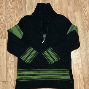 Versace Jeans Couture Stylish Black and Green Zip-Up Sweater for Men